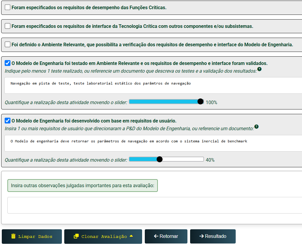 Avaliação TRL